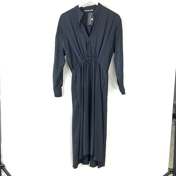 Vince. Coastal Long-Sleeve Mixed-Media Midi Dress - Picture 2 of 15